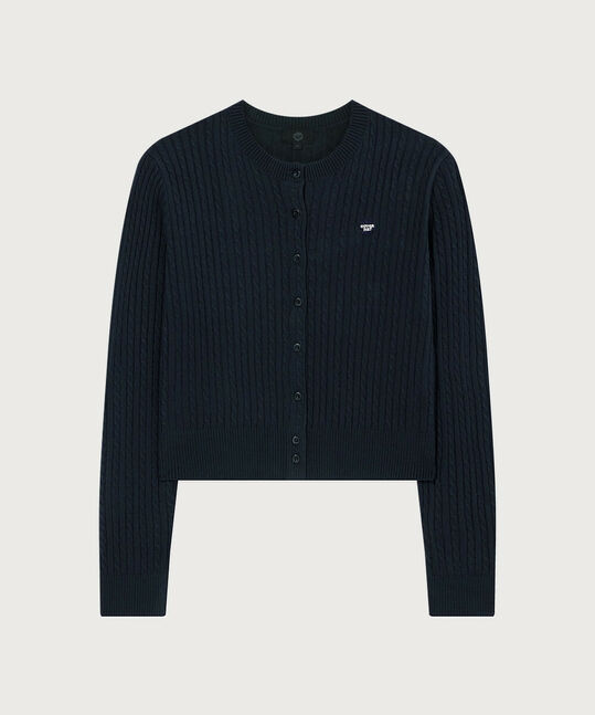 Women's Clover Heart Cable Cardigan Navy