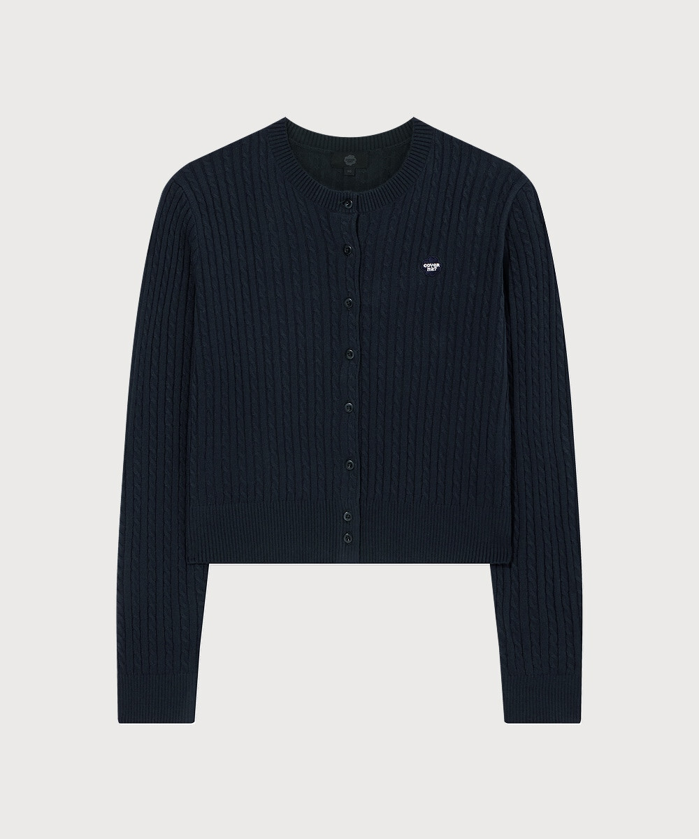 Women's Clover Heart Cable Cardigan Navy