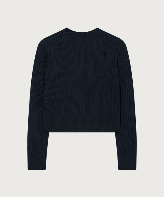 Women's Clover Heart Cable Cardigan Navy