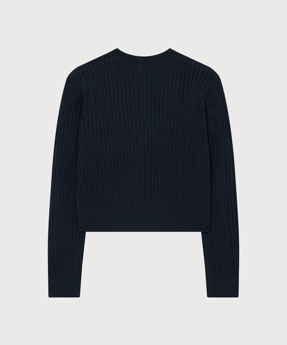 Women's Clover Heart Cable Cardigan Navy