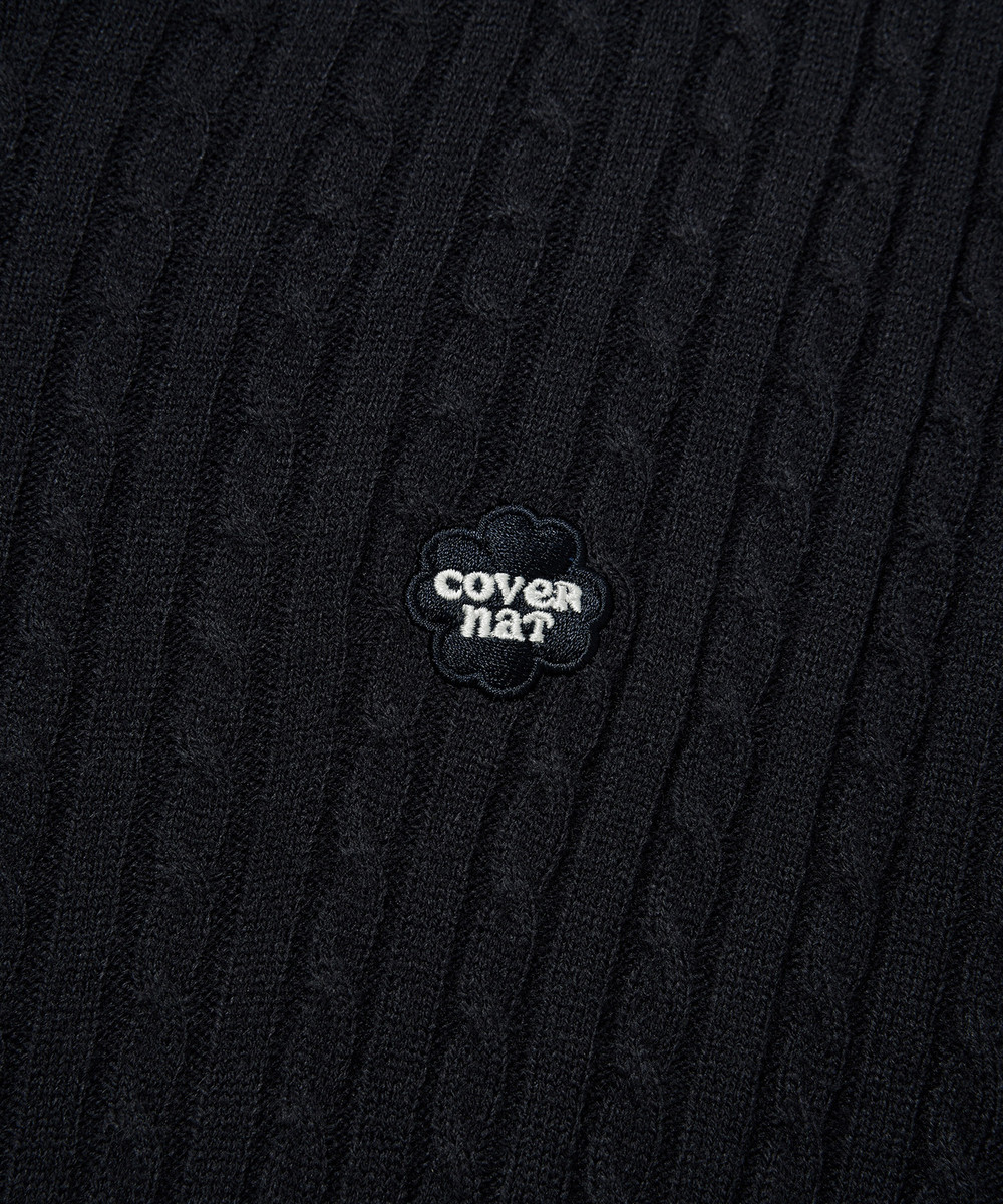 Women's Clover Heart Cable Cardigan Navy