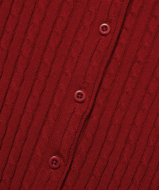 Women's Clover Heart Cable Cardigan Red