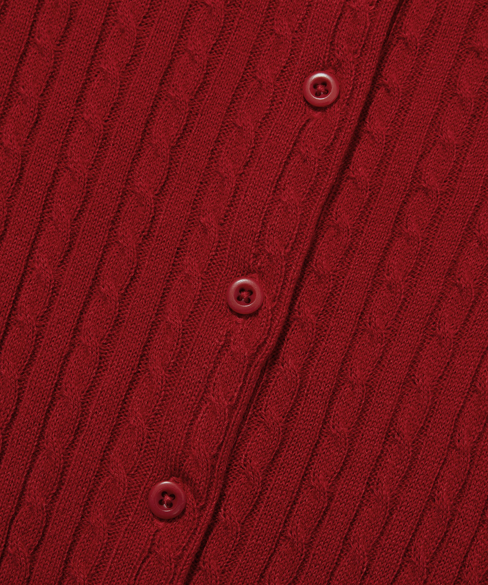 Women's Clover Heart Cable Cardigan Red