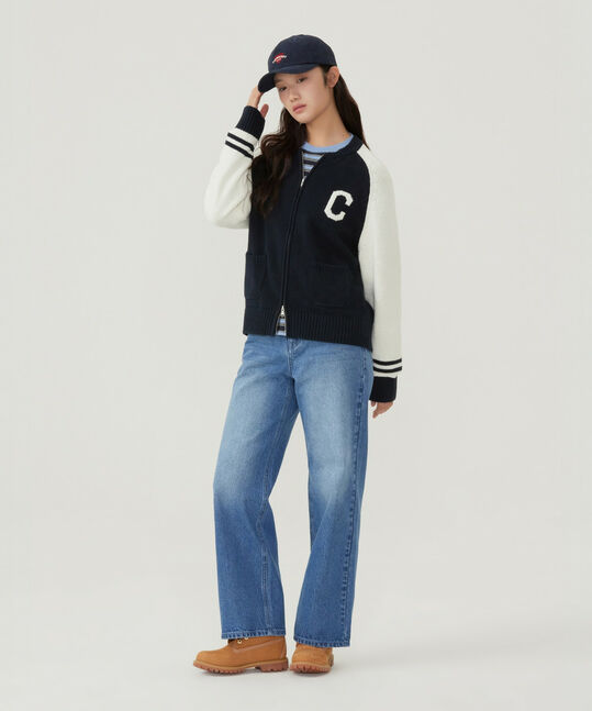 Women's C Logo Varsity Zip-Up Cardigan