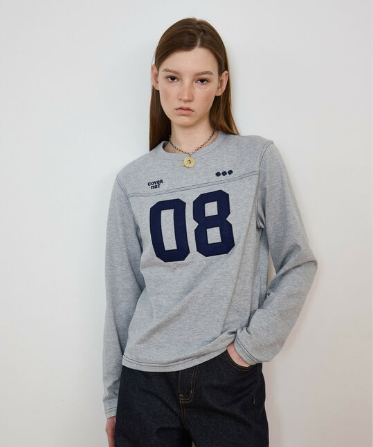 Women's Number Logo Long Sleeve Melange Gray