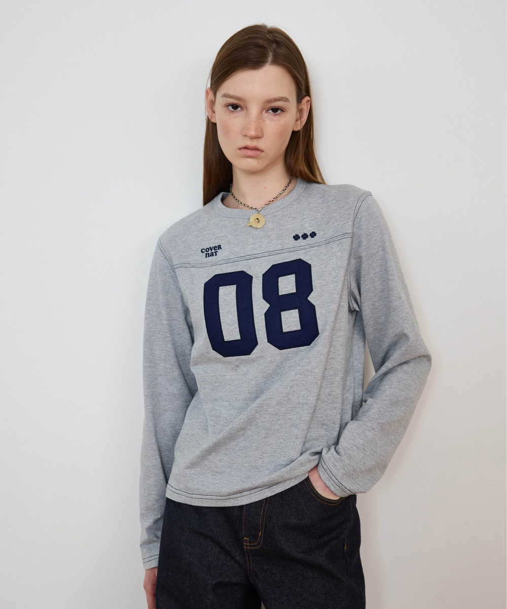 Women's Number Logo Long Sleeve Melange Gray