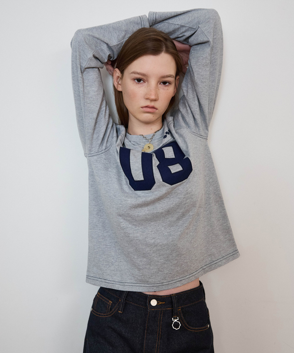 Women's Number Logo Long Sleeve Melange Gray