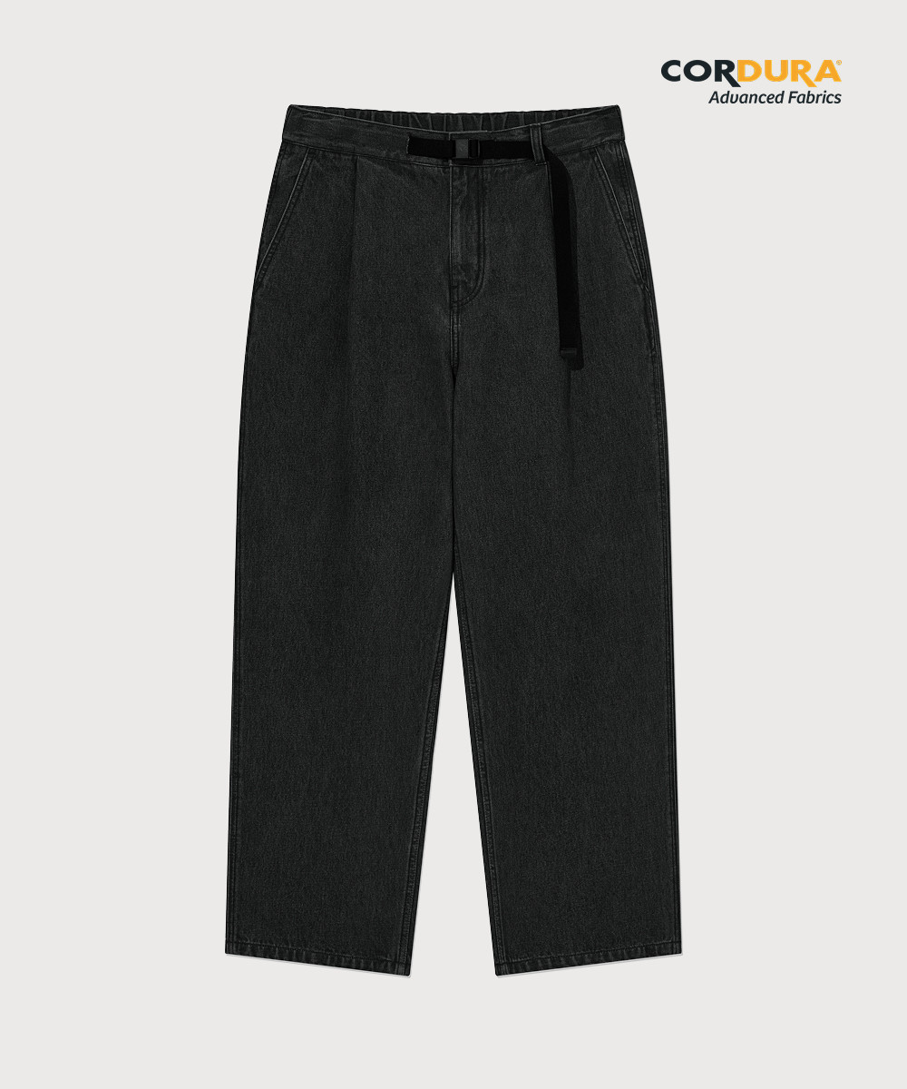 Cordura Semi-Wide Denim Easy Pants in Black
