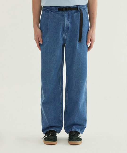Cordura Semi-Wide Denim Easy Pants Blue