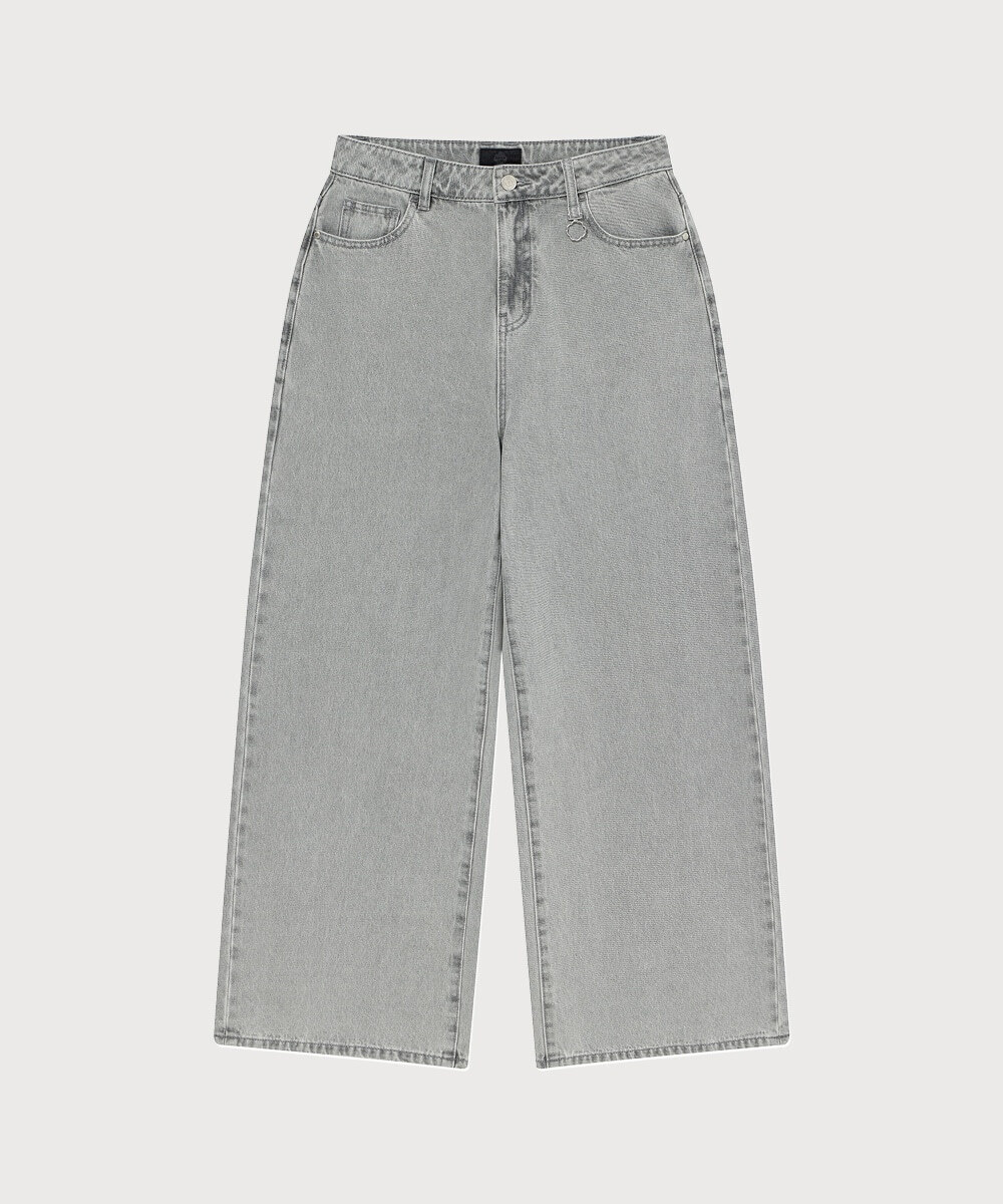 Women's Wide Denim Pants Light Gray