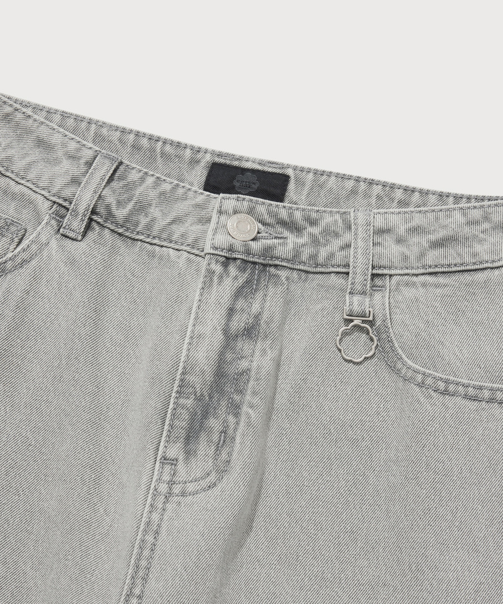 Women's Wide Denim Pants Light Gray