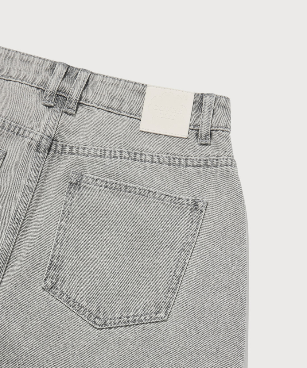 Women's Wide Denim Pants Light Gray