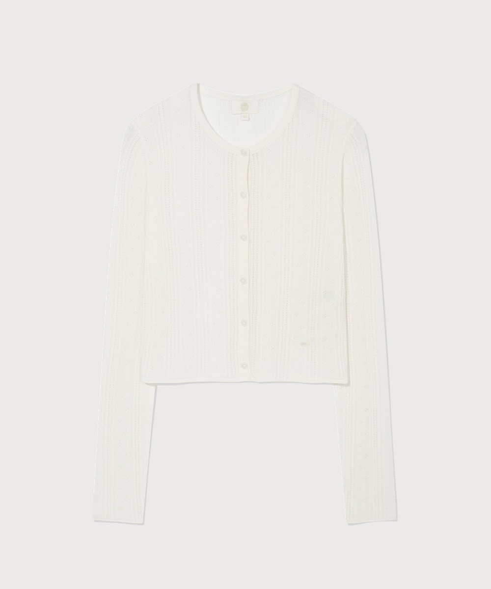 Women's Summer Pointel Cardigan Ivory
