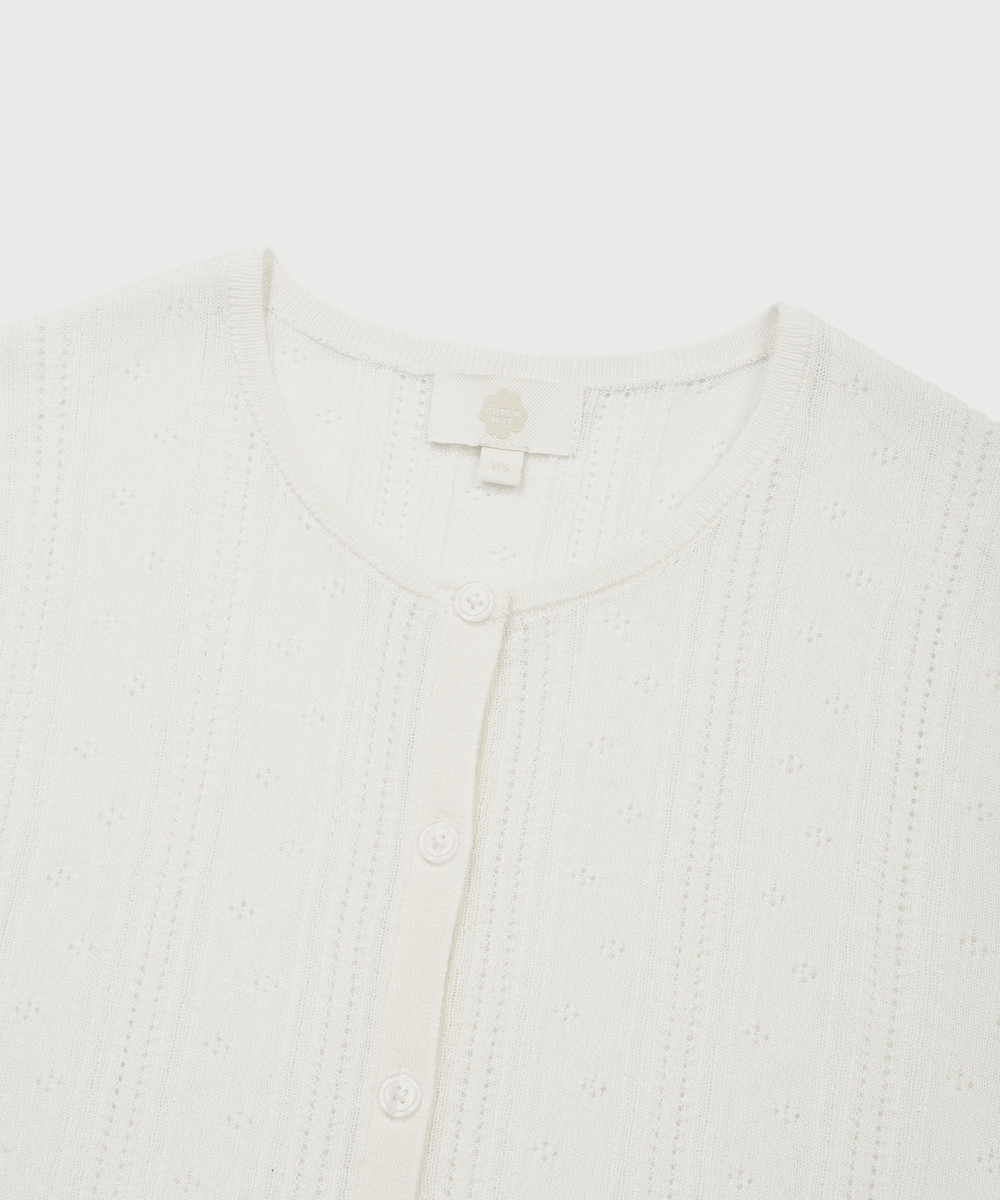 Women's Summer Pointel Cardigan Ivory