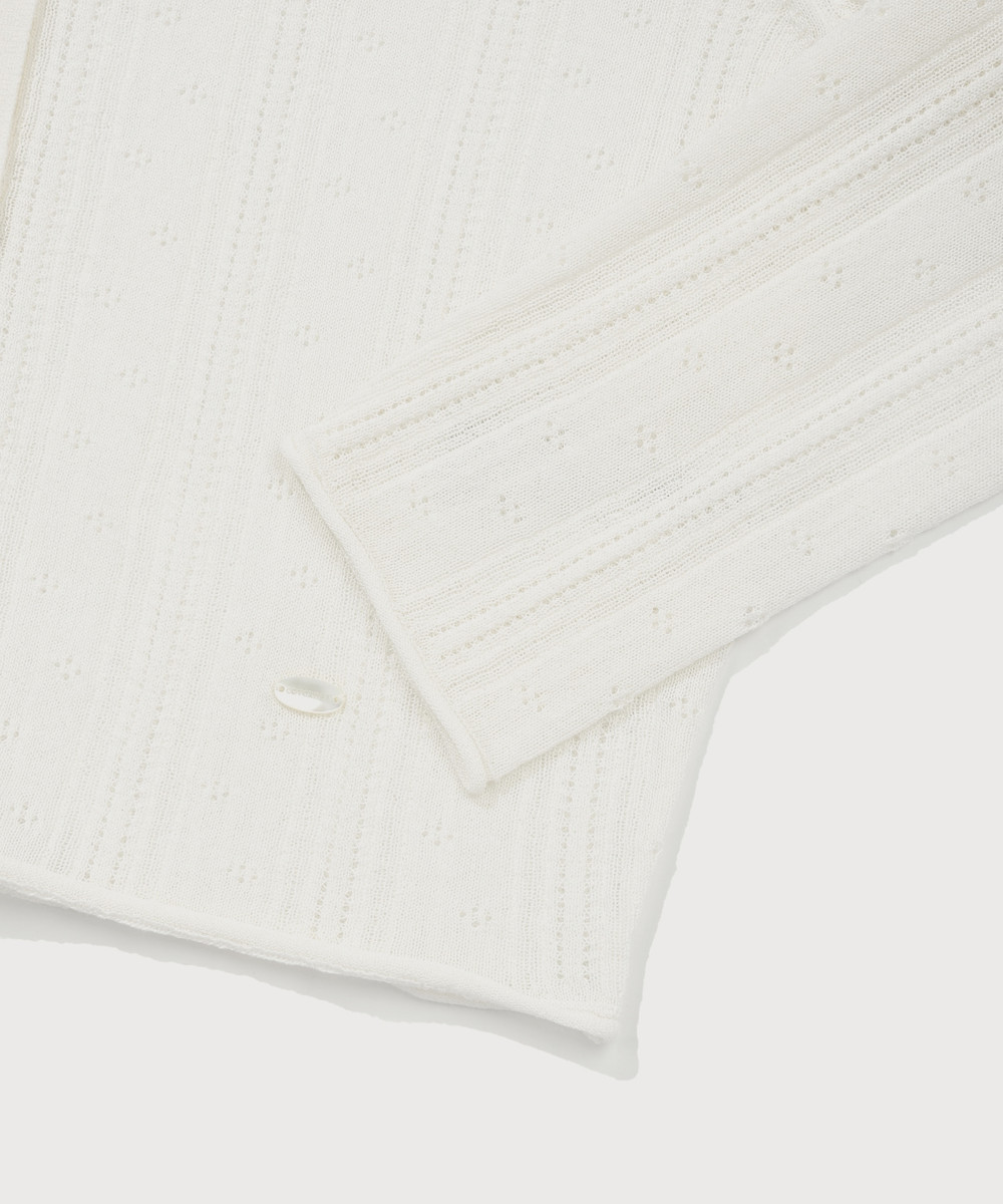 Women's Summer Pointel Cardigan Ivory