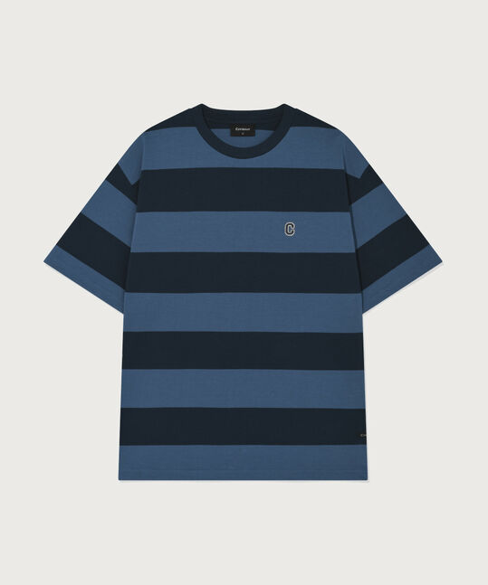 Striped Rugby Round T-Shirt Dark Navy