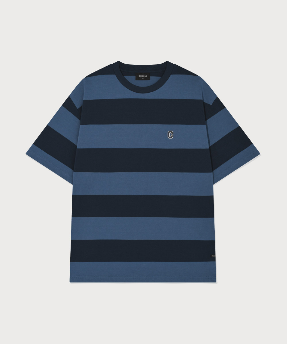 Striped Rugby Round T-Shirt Dark Navy