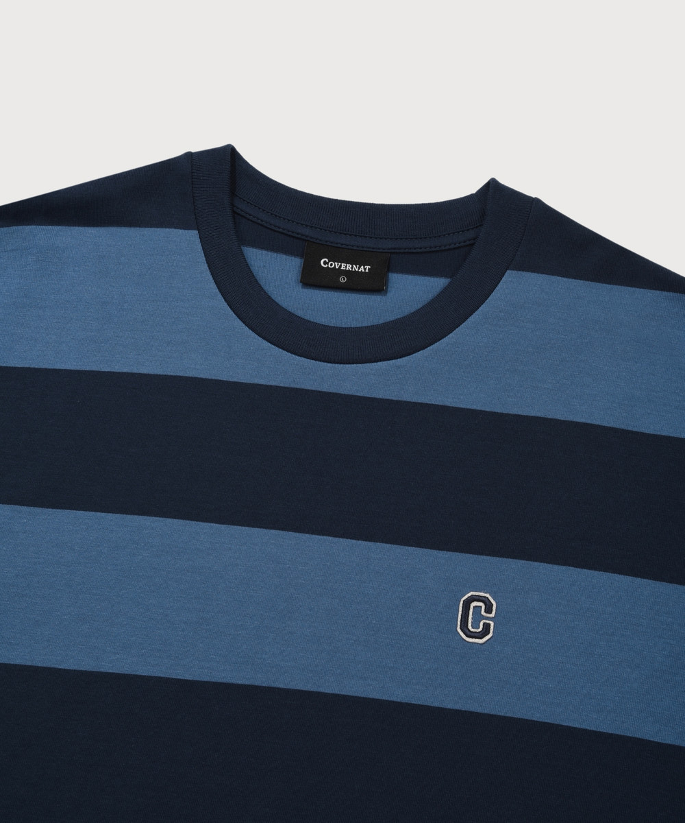 Striped Rugby Round T-Shirt Dark Navy
