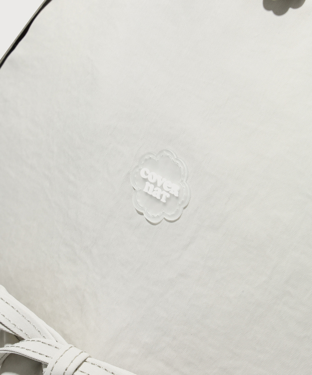 Women's Clover Heart Shirring Nylon Backpack Beige