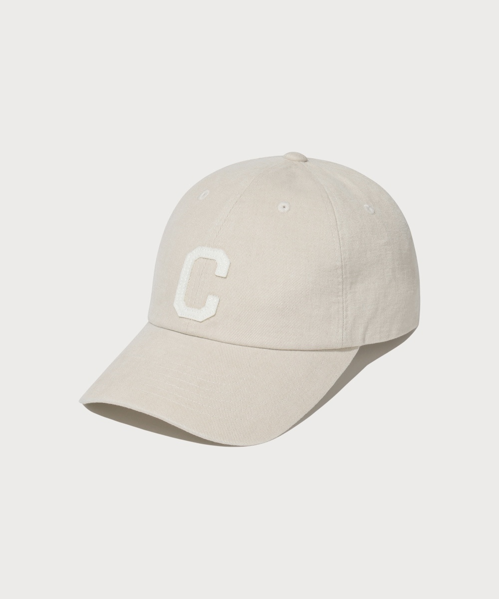 C Logo Cozy Fit Washed Ball Cap Beige