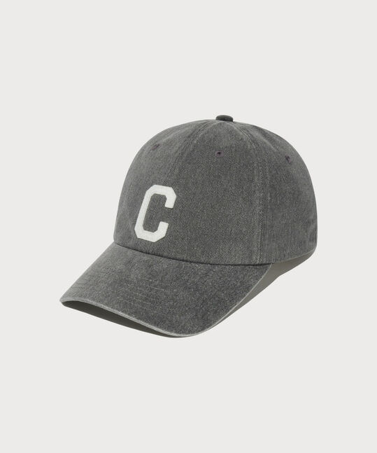 C Logo Cozy Fit Washed Ball Cap Dark Gray