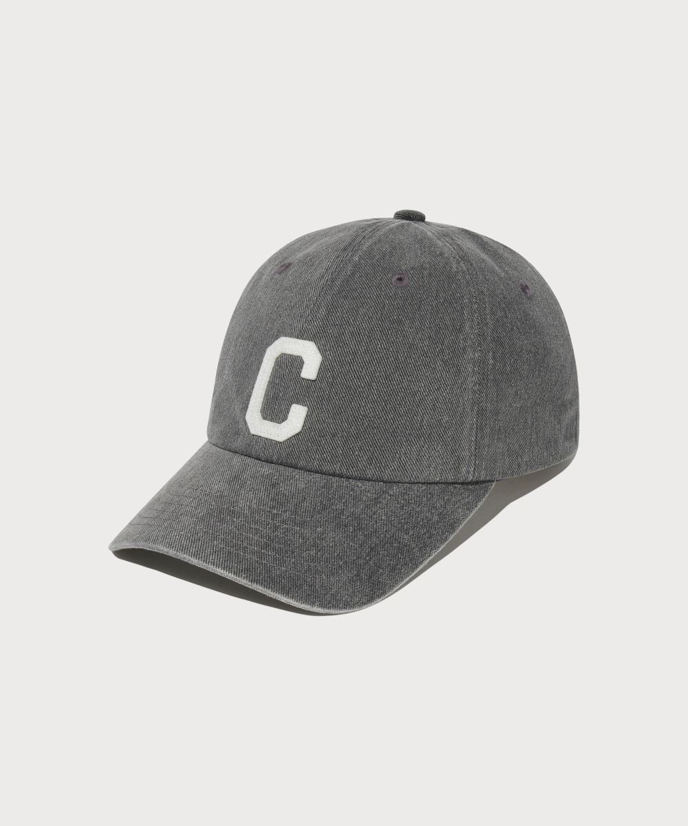 C Logo Cozy Fit Washed Ball Cap Dark Gray