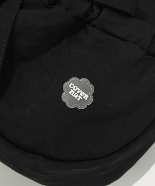 Women's Clover Heart Shirring Medium Nylon Hobo Bag, Black