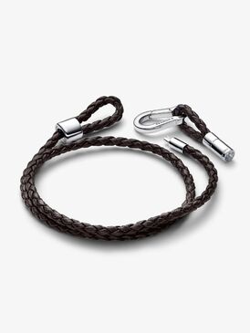 Pandora Moments Brown Braided Double Leather Bracele