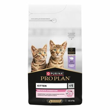 PRO PLAN Хоол боловсруулах эрхтэн эмзэг, муужгайнд зориулсан хуурай хоол, цацагт хяруулын махтай, 1,5кг