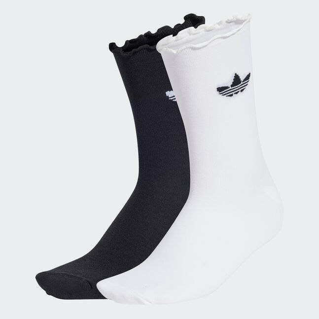 Ruffle Sock 2P WHITE/BLACK