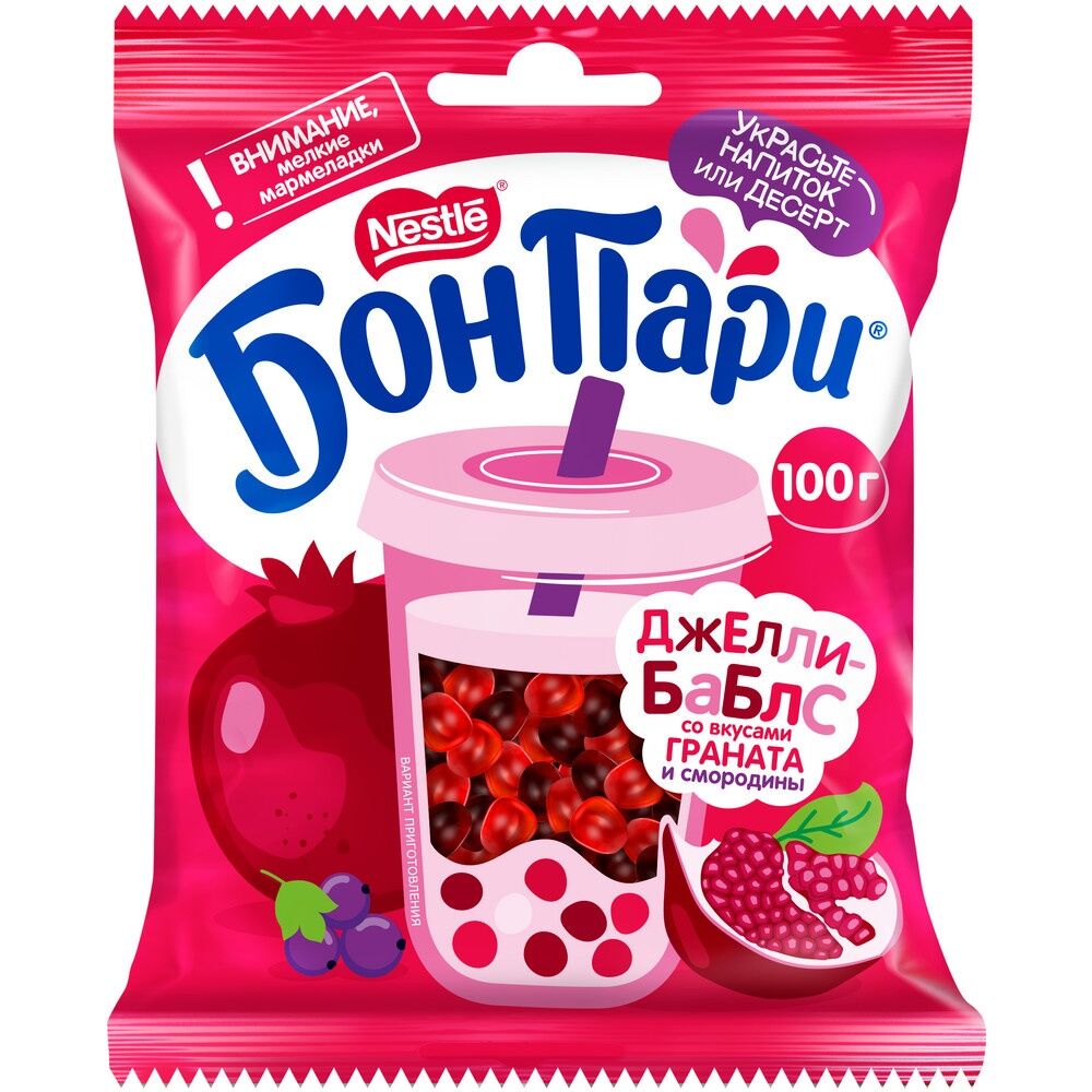 БОН ПАРИ®. Jelly Bubbles Резинэн чихэр. Анар болон хар үхрийн нүдний амттай 100г