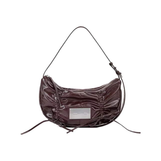 HALF SHIRRING RIBBON ROUND BAG