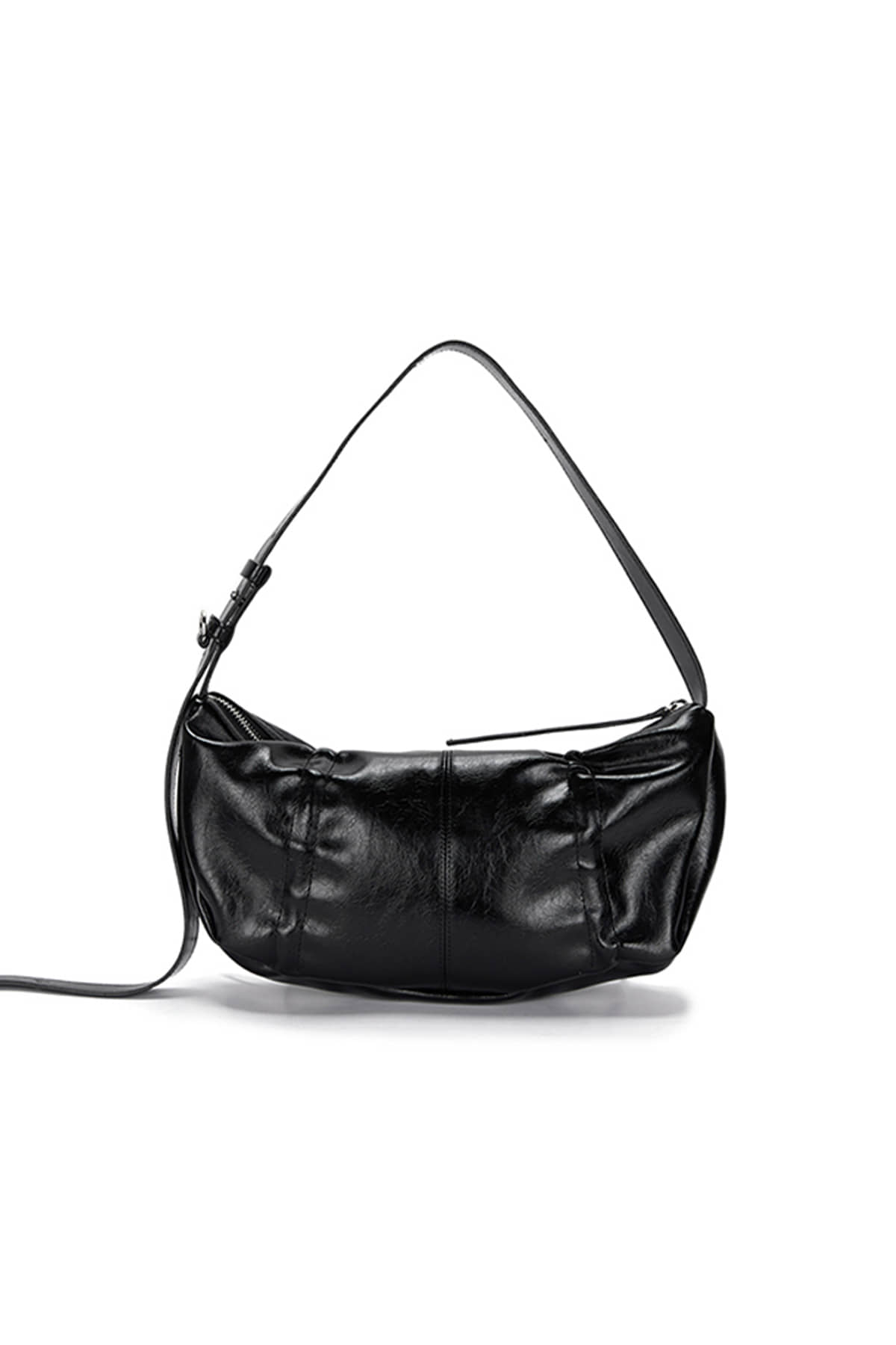 HALF SHIRRING RIBBON ROUND BAG