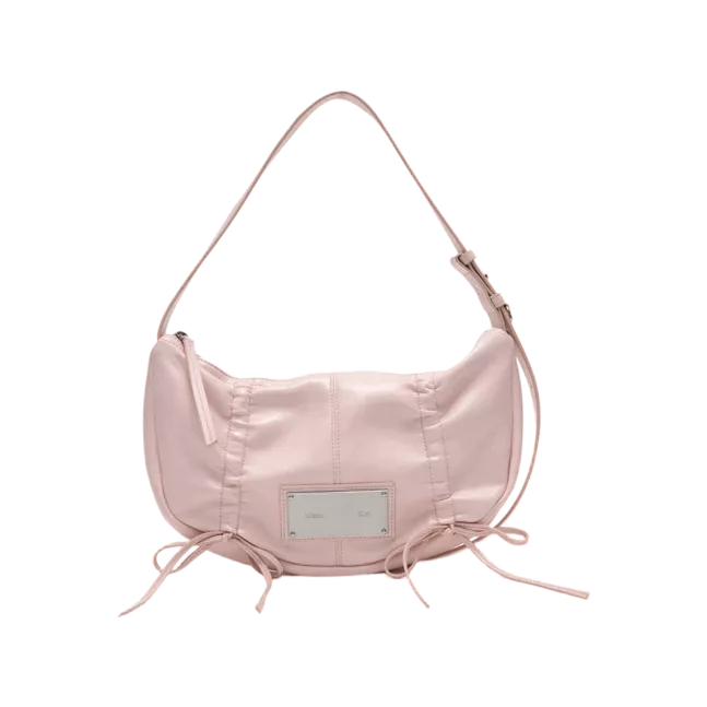 HALF SHIRRING RIBBON ROUND BAG