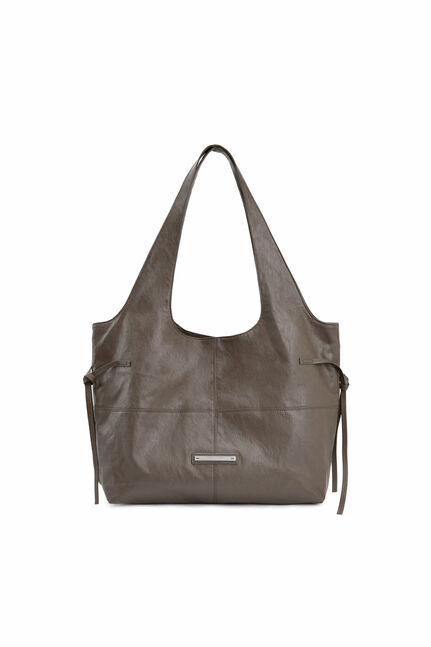 SIDE STRING LEATHER BIG SHOULDER BAG