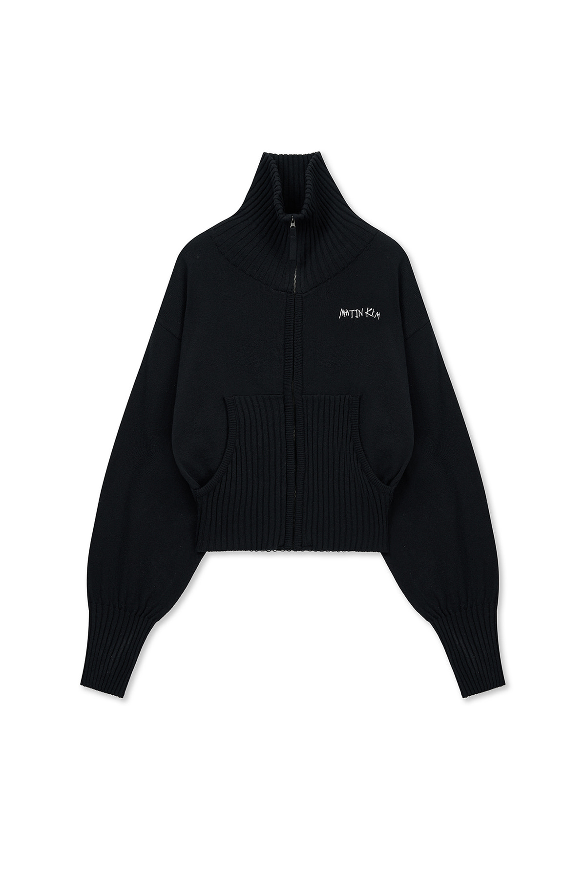 HIGH NECK EMBROIDERED LOGO ZIP UP FOR WOMEN