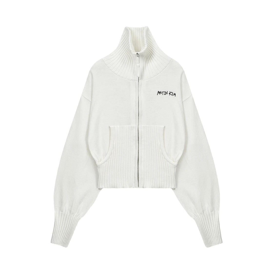 HIGH NECK EMBROIDERED LOGO ZIP UP FOR WOMEN