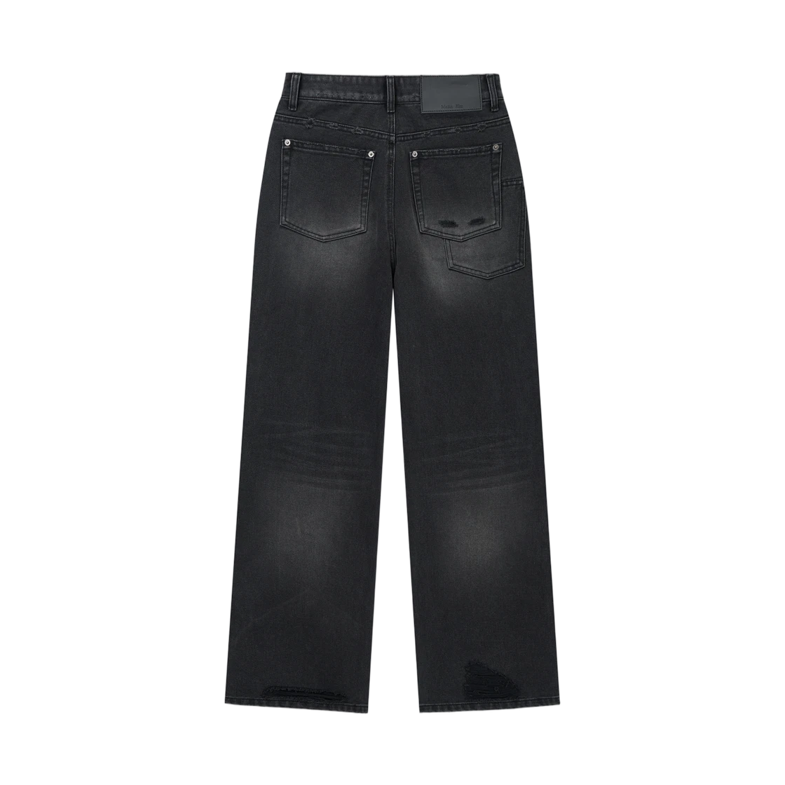 BACK POCKET PATCH DESTROYED DENIM PANTS