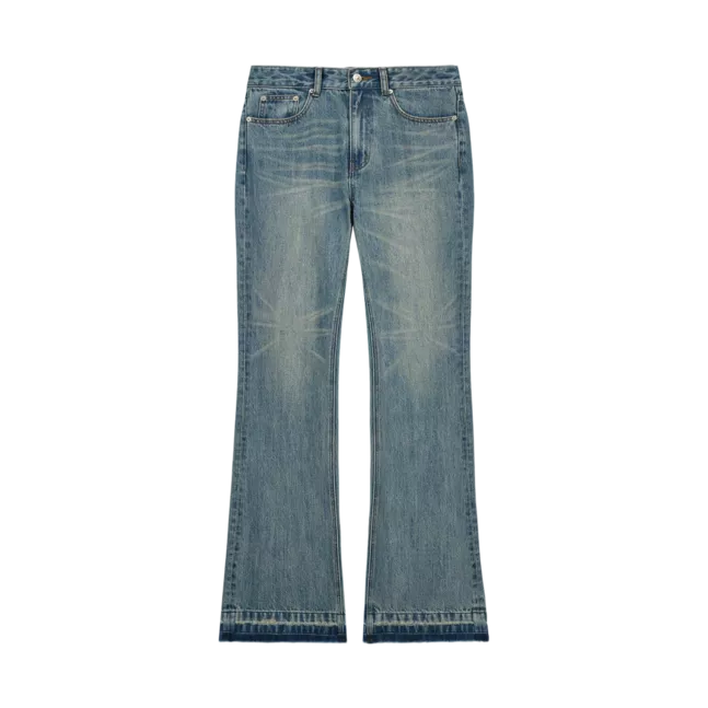 WASHED POINT BOOTS CUT DENIM PANTS