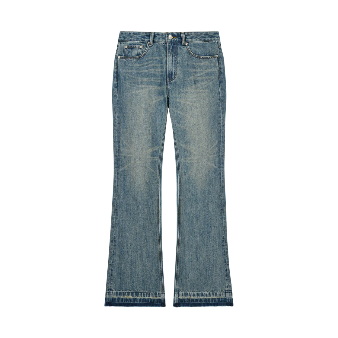 WASHED POINT BOOTS CUT DENIM PANTS