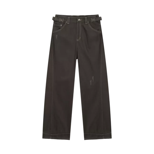 WAIST BUCKLE STITCH POINT TWILL DENIM PANTS