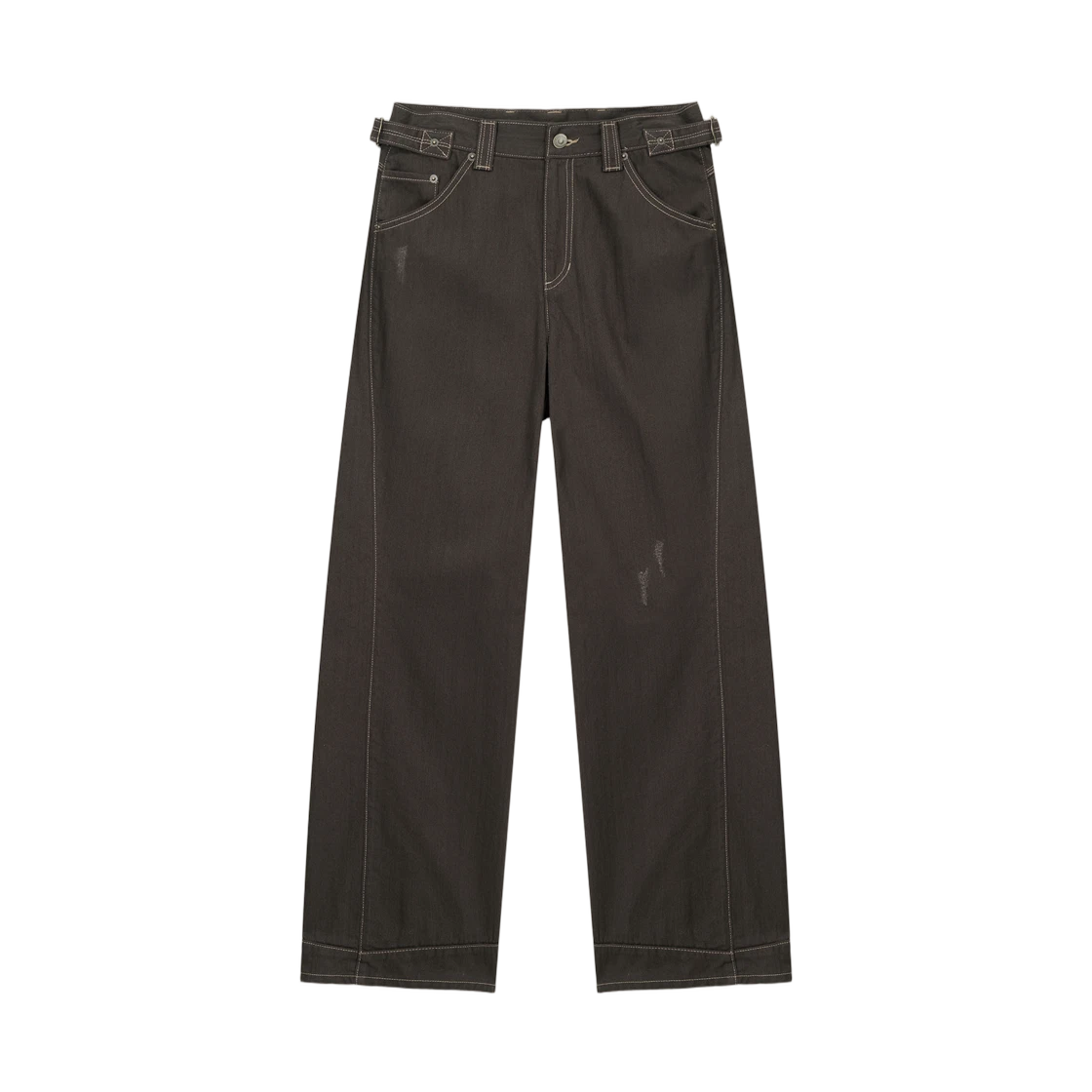 WAIST BUCKLE STITCH POINT TWILL DENIM PANTS