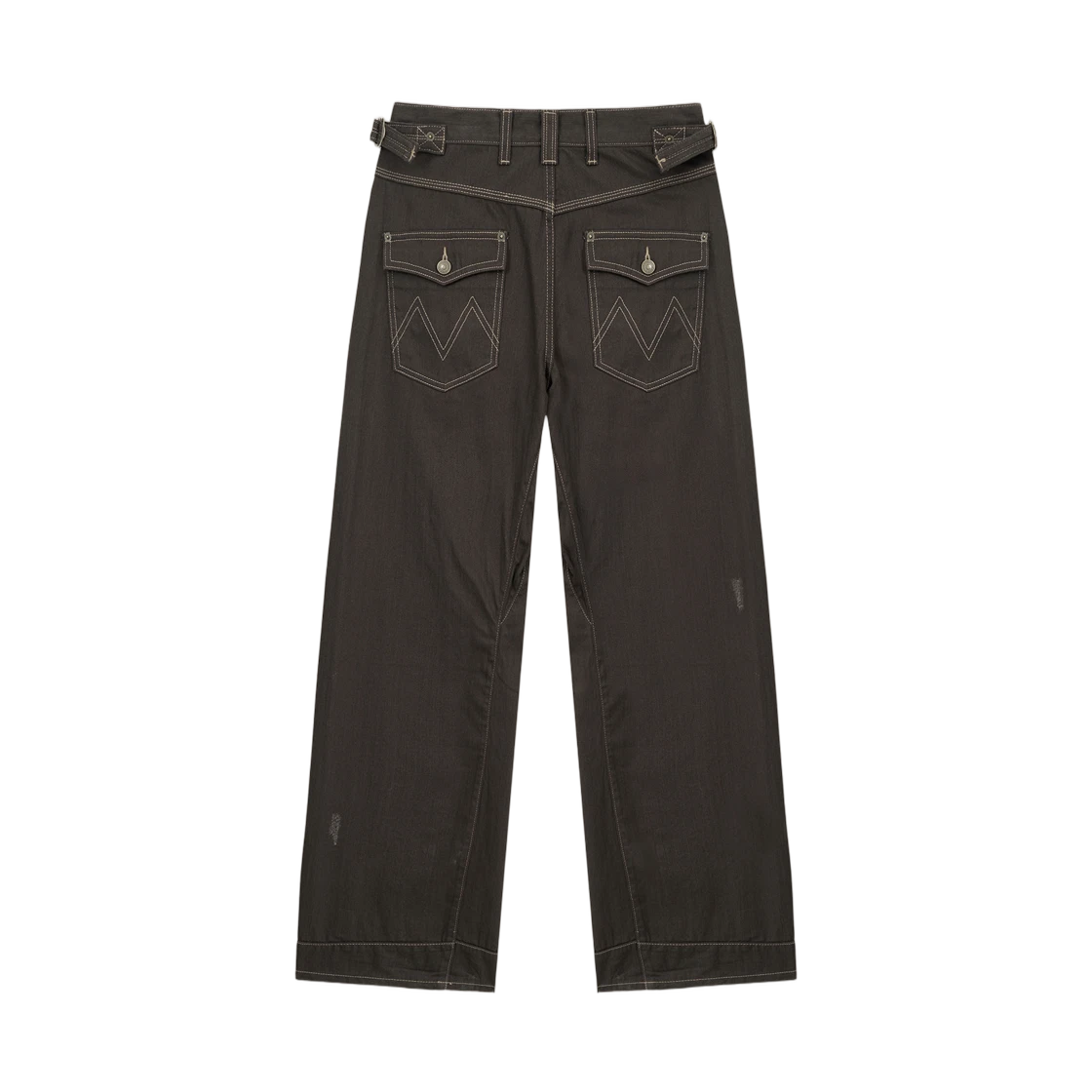 WAIST BUCKLE STITCH POINT TWILL DENIM PANTS