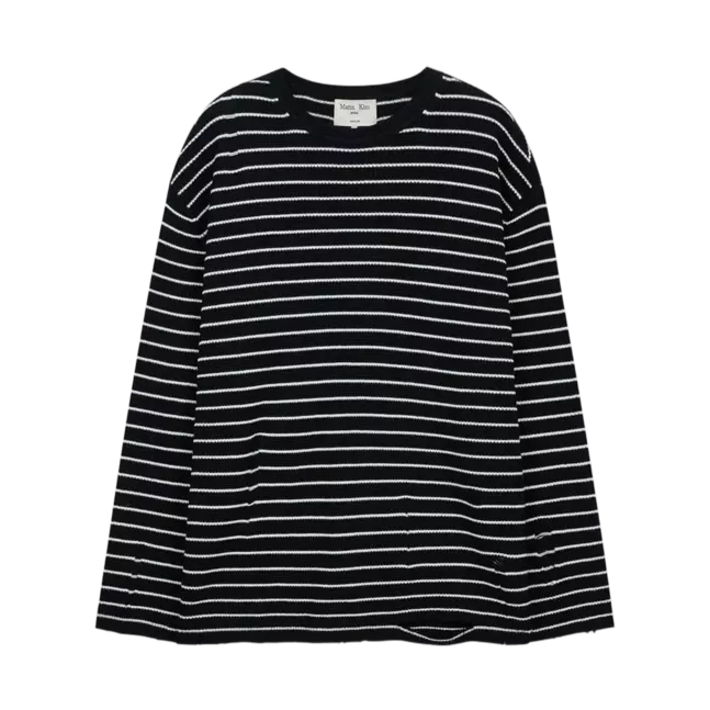 STRIPE DAMAGED LOOSE PULLOVER