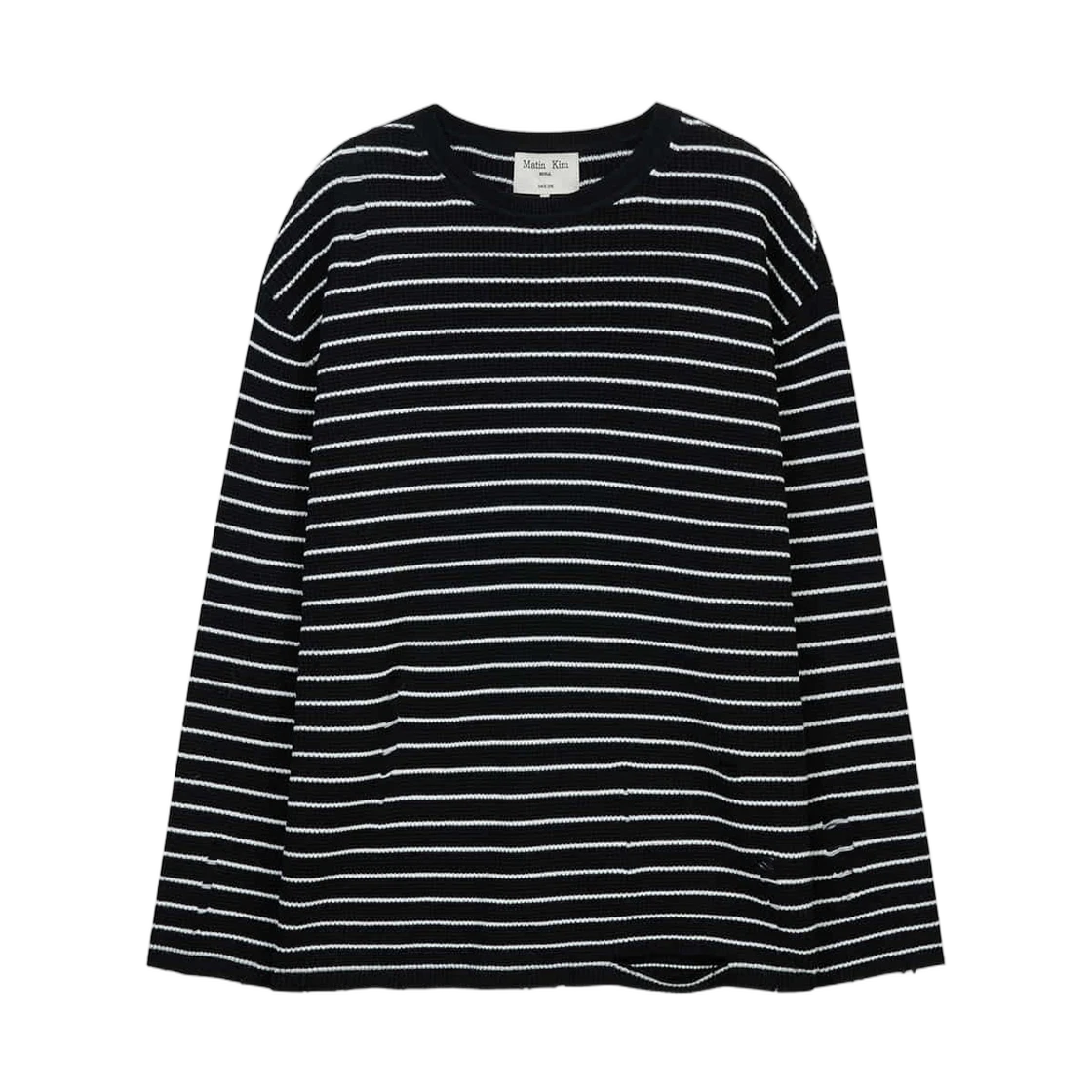 STRIPE DAMAGED LOOSE PULLOVER