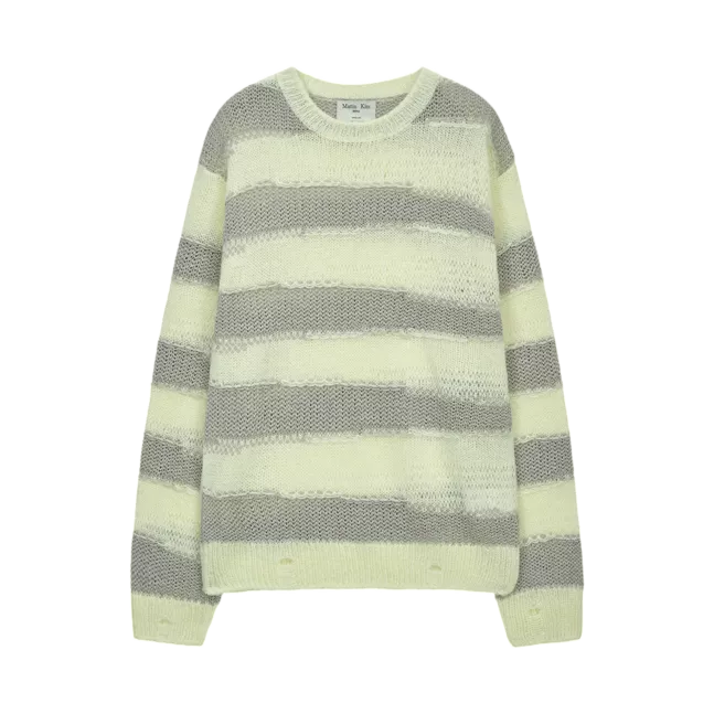 TEXTURE BLOCK STRIPE KNIT PULLOVER