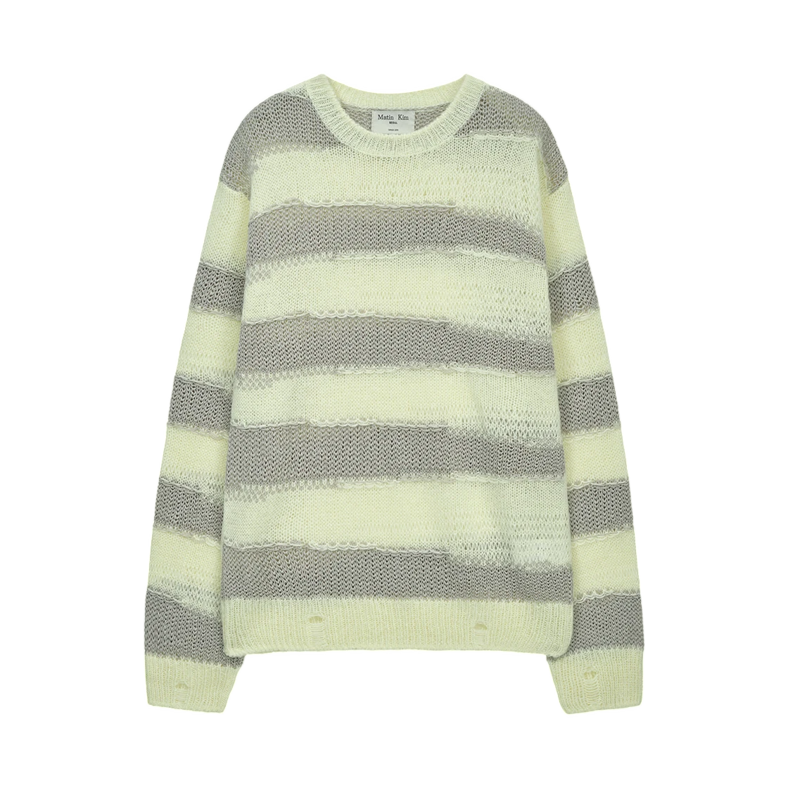 TEXTURE BLOCK STRIPE KNIT PULLOVER