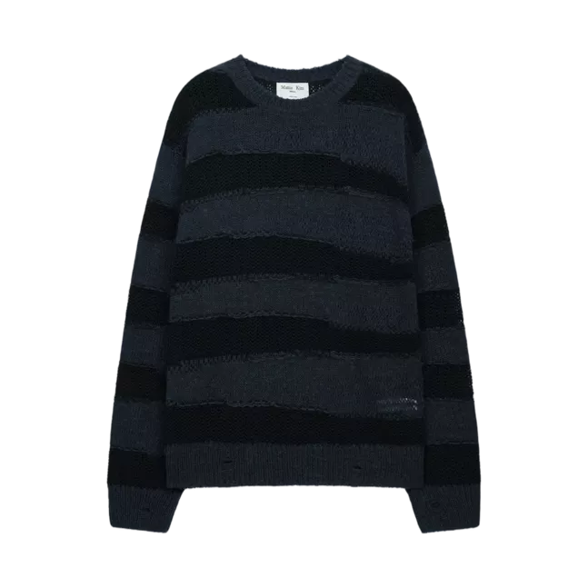 TEXTURE BLOCK STRIPE KNIT PULLOVER