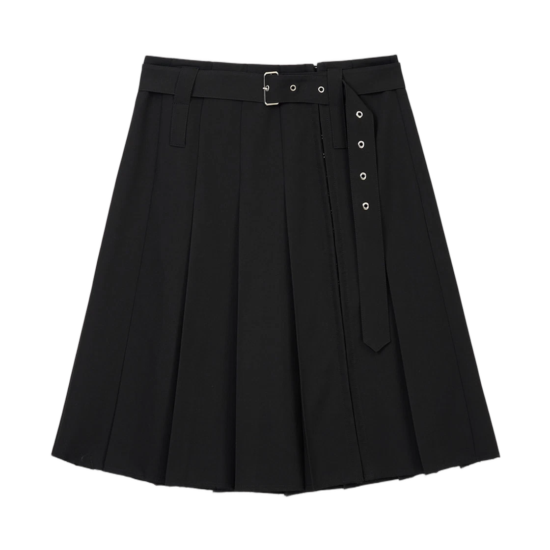 BELTED SLIT PLEAT SKIRT