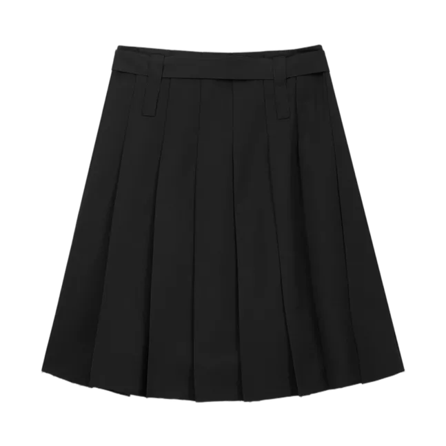BELTED SLIT PLEAT SKIRT